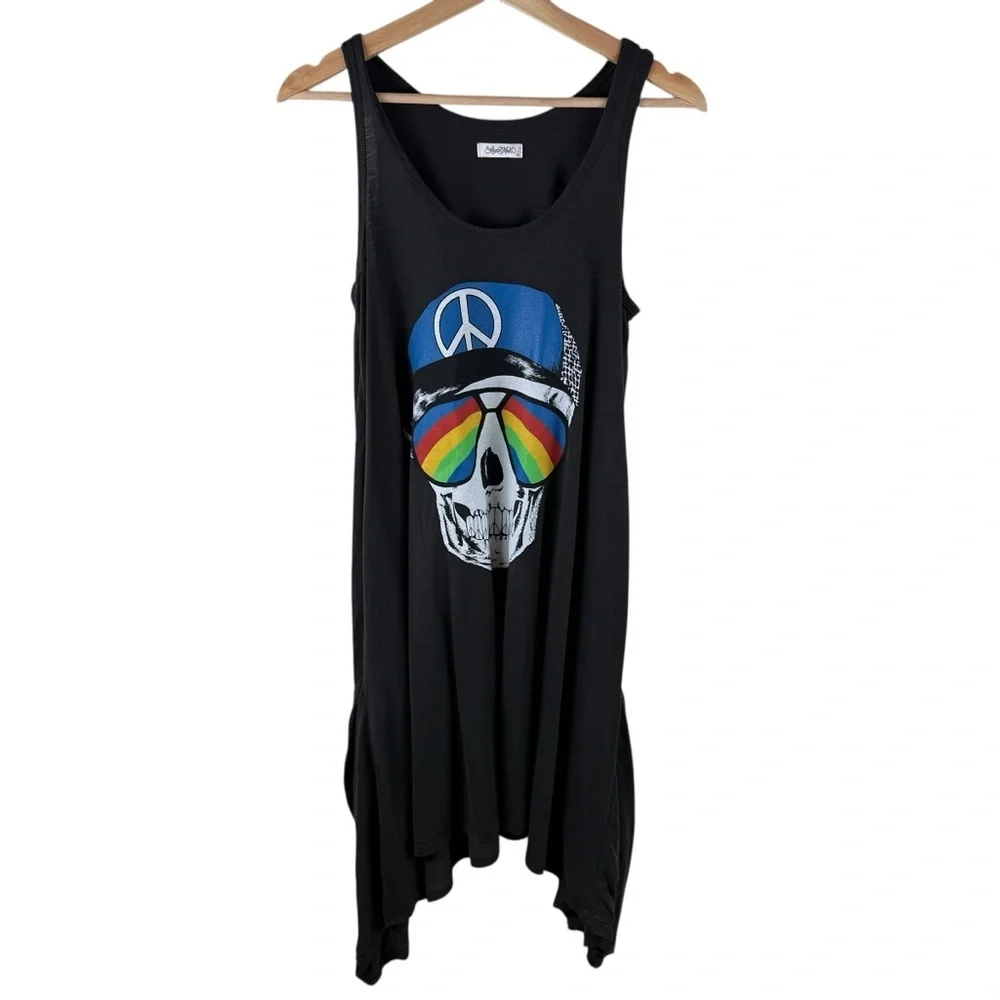 Lauren Moshi Skull Graphic Midi Dress Size XS - Picture 2 of 9